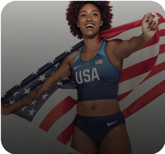 Olympic runner Brianna McNeal with American flag